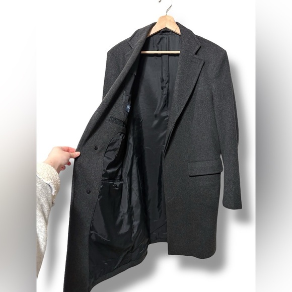 Loro Piana x J. Hilburn Men’s Wool Cashmere Long Charcoal Grey Coat Size Small - Picture 5 of 16
